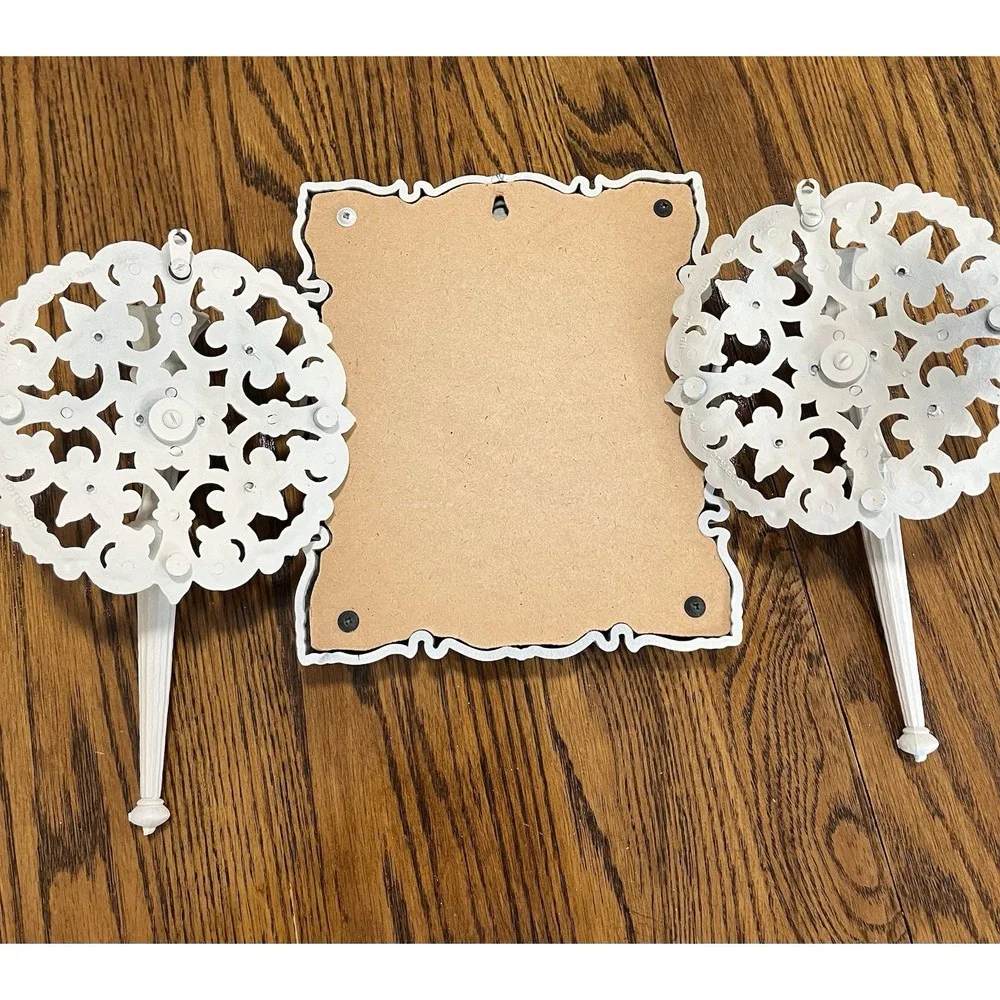 Homco  70's Wall Sconces Pair & Mirror Candleholders Chalk White MCM Boho